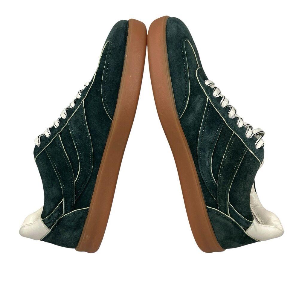 Vince Mens 9 Green Suede Low Top Sneakers Gum Sole Casual Lace INSOLES MISSING - Picture 11 of 13